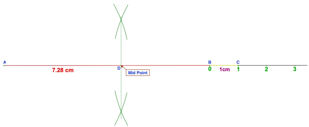 Mid point by perpendicular line bisector